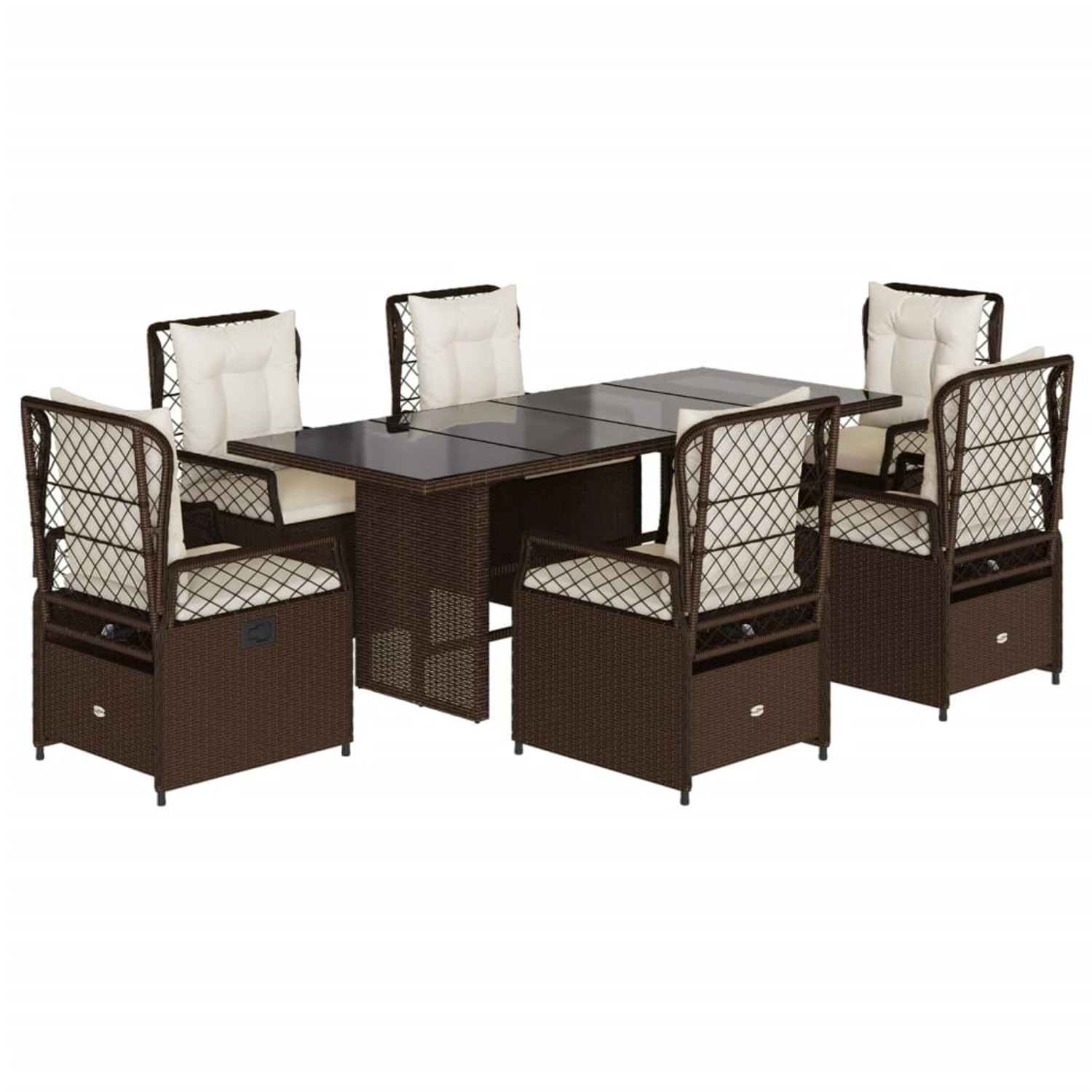vidaXL 7-Tlg Garten-Essgruppe mit Kissen Braun Poly Rattan 3262926 günstig online kaufen