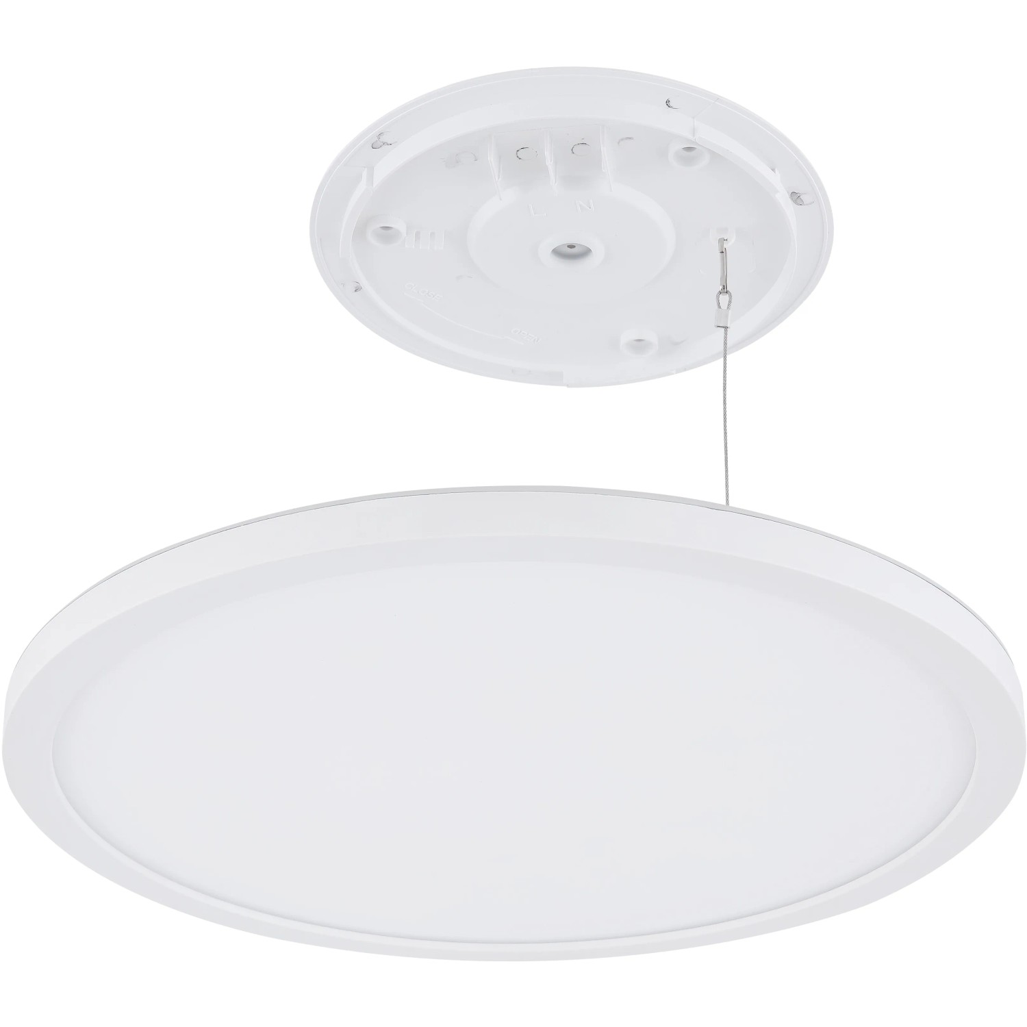 Weiße, runde Globo LED Deckenleuchte Sapana, Ø 29,4 cm, für Bad und andere Räume.