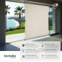 Beige Tectake Senkrechtmarkise Eloise auf Terrasse, bietet UV-Schutz, Schatten und Sichtschutz. Ideal für Balkon.