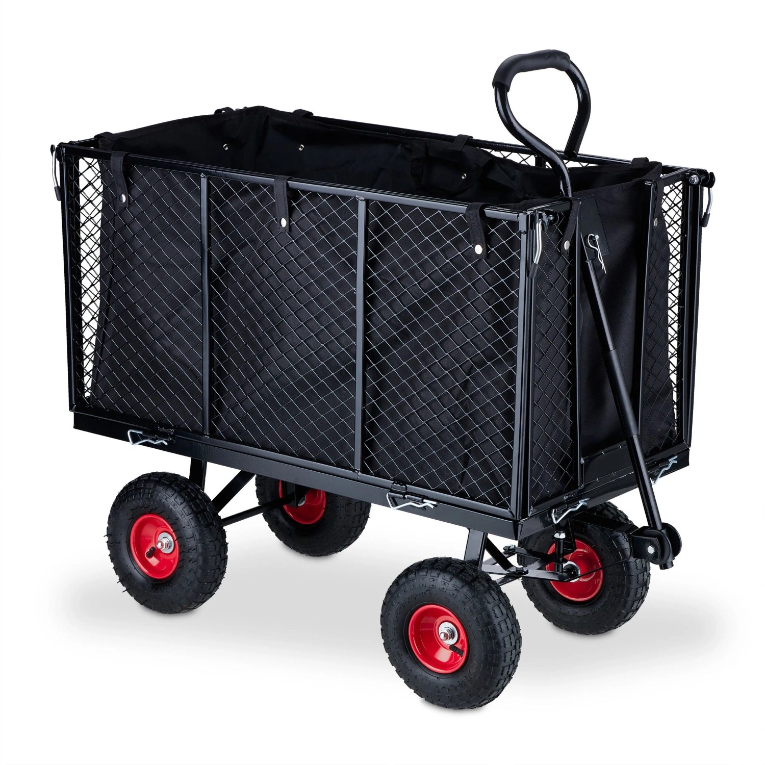 Relaxdays Bollerwagen Stahl Schwarz Klappbar 83 cm x 51 cm x 110 cm 21,9 kg