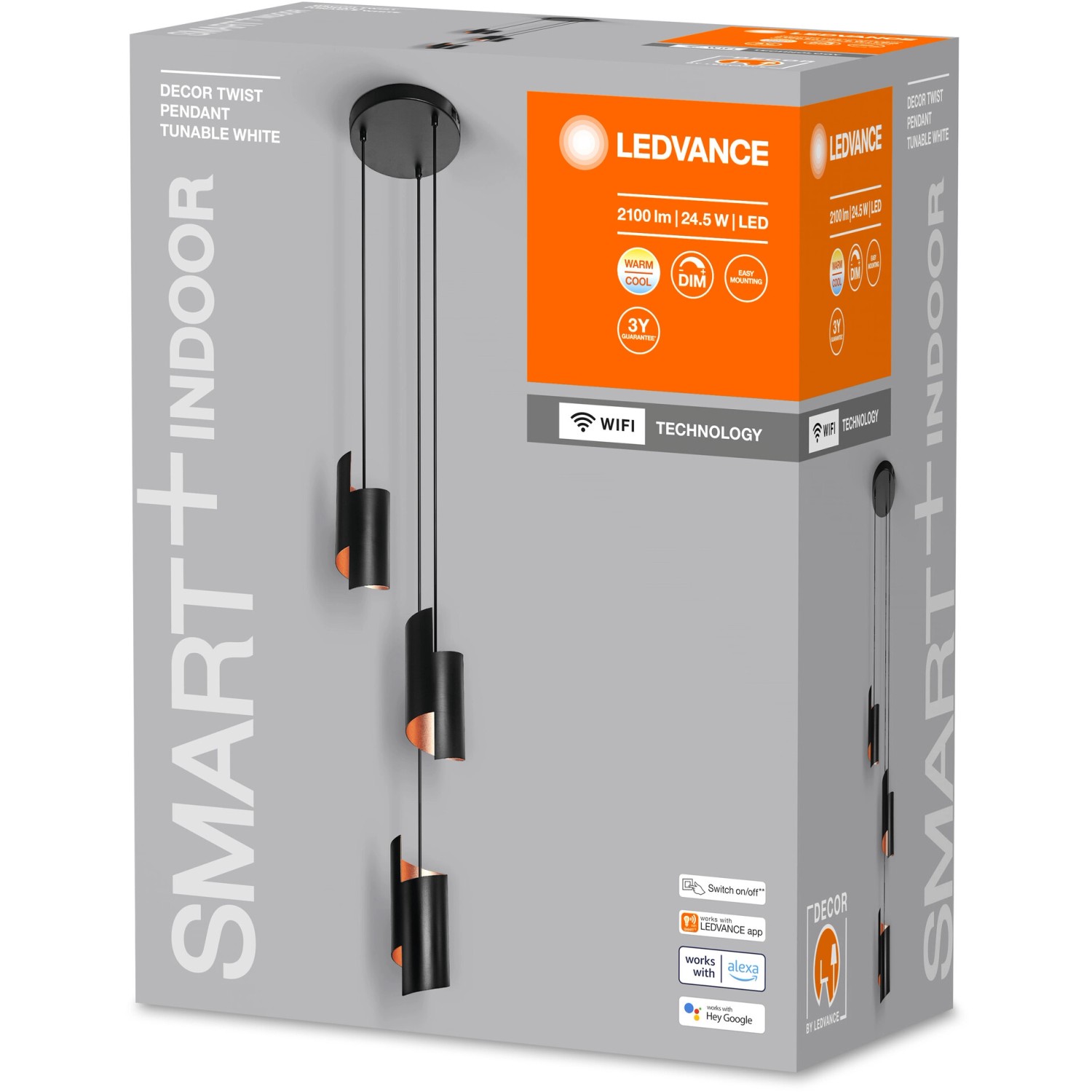 Ledvance Smart+ WiFi Pendelleuchte Decor Twist, schwarz, 150 cm, im Karton.