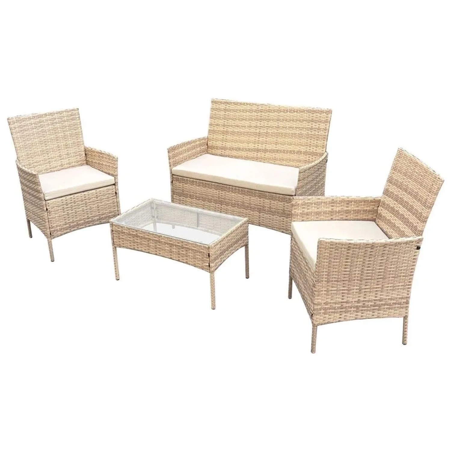 SVITA BROOKLYN Gartenlounge 4-tlg. Gartenmöbel Set Sitzgruppe Polyrattan Beige