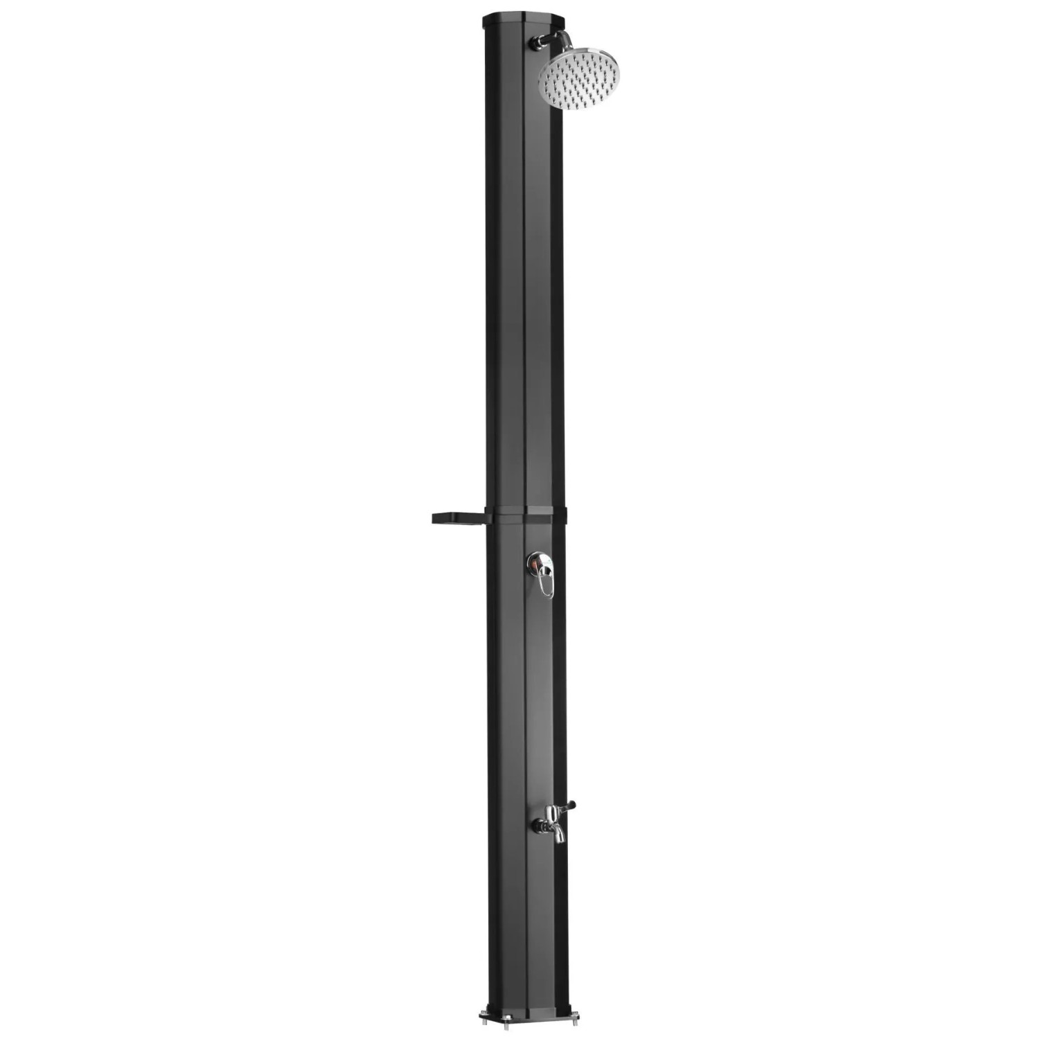 Tectake Solardusche Ofanto 35 Liter  Mit Seifenablage Erwärmtes Wasser Bis 60° C  Ohne Stromanschluss Mit Hülle Ablage 44 50 x 18 x 217 cm Schwarz