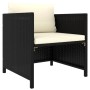 Schwarzes vidaXL Gartenmöbel Lounge-Set, 7-teilig, mit cremefarbenen Kissen. Einzelner Sessel aus Polyrattan.