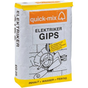 Sack Quick-Mix Elektriker-Gips 25kg zum Ausbessern und Glätten im Innenbereich.