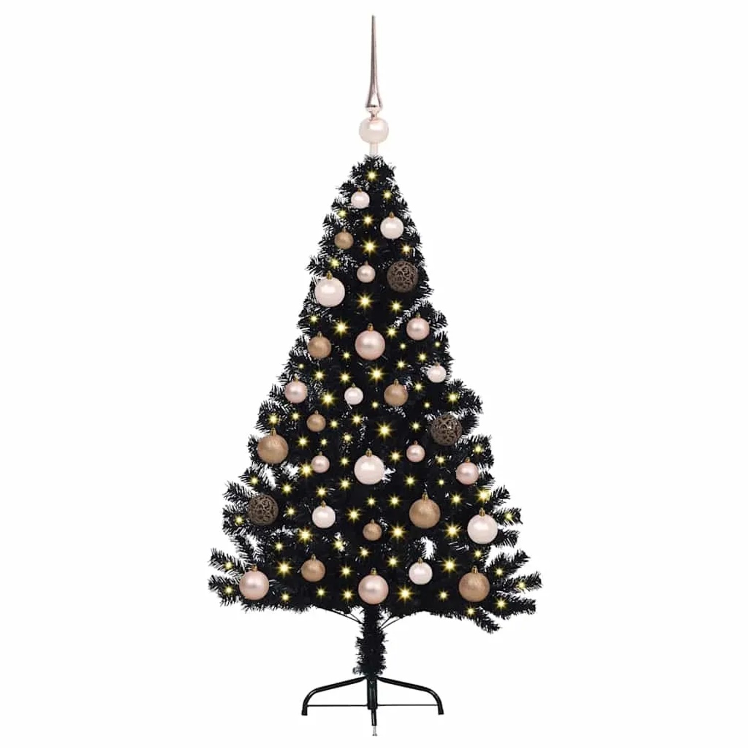 vidaXL Künstlicher Vorbeleuchteter Weihnachtsbaum Schwarz 120 cm PVC 3397113
