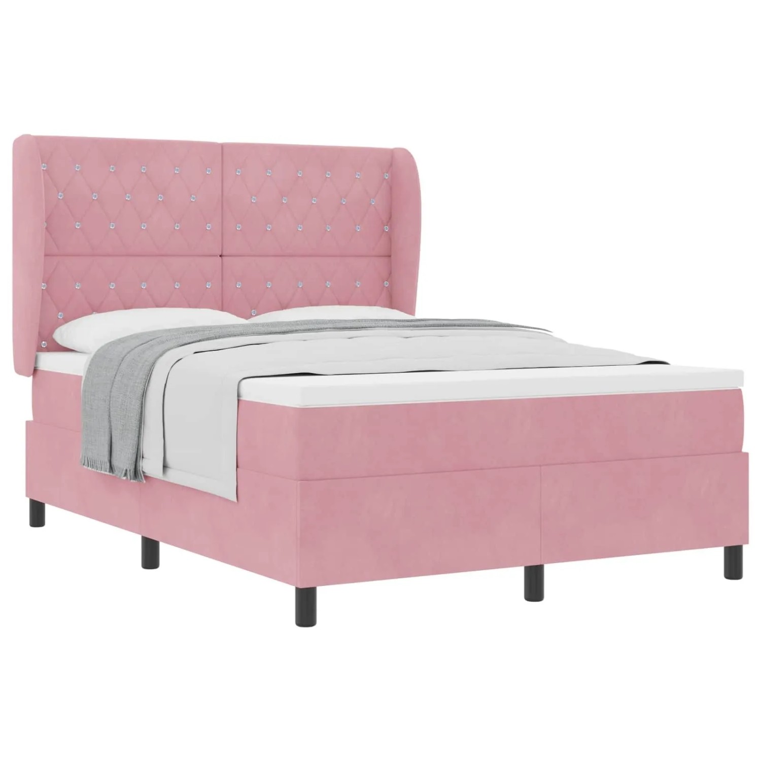 vidaXL Boxspringbett mit Matratze Rosa 190 x 140 cm Polyester 3340873