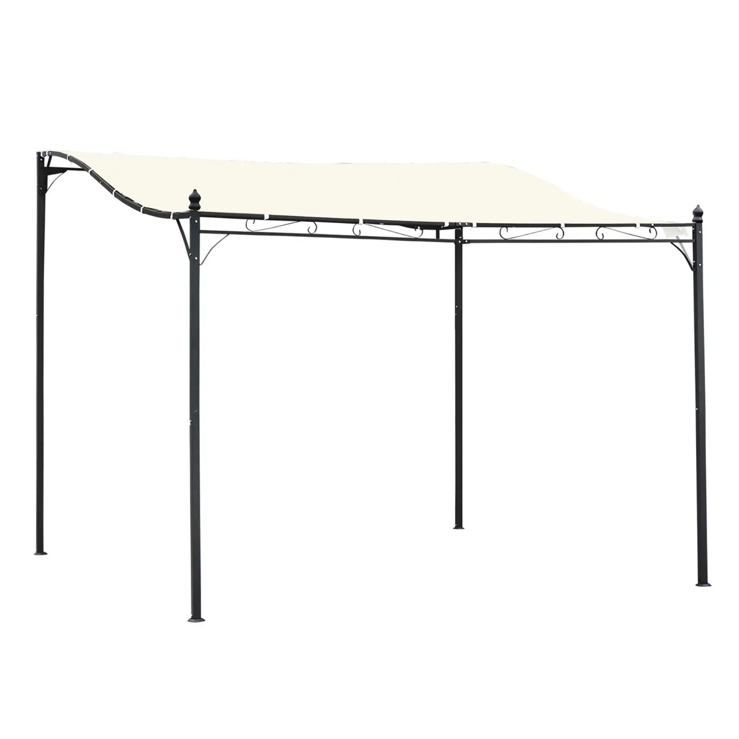 Outsunny Pergola Gazebo Metall Polyester Cremeweiß 297L x 297B cm günstig online kaufen