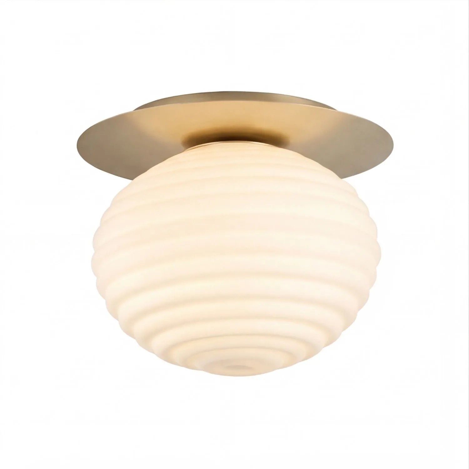 Licht-Erlebnisse Deckenleuchte Metall Glas DM 20 CM Rund In Gold Weiß E27 Modern