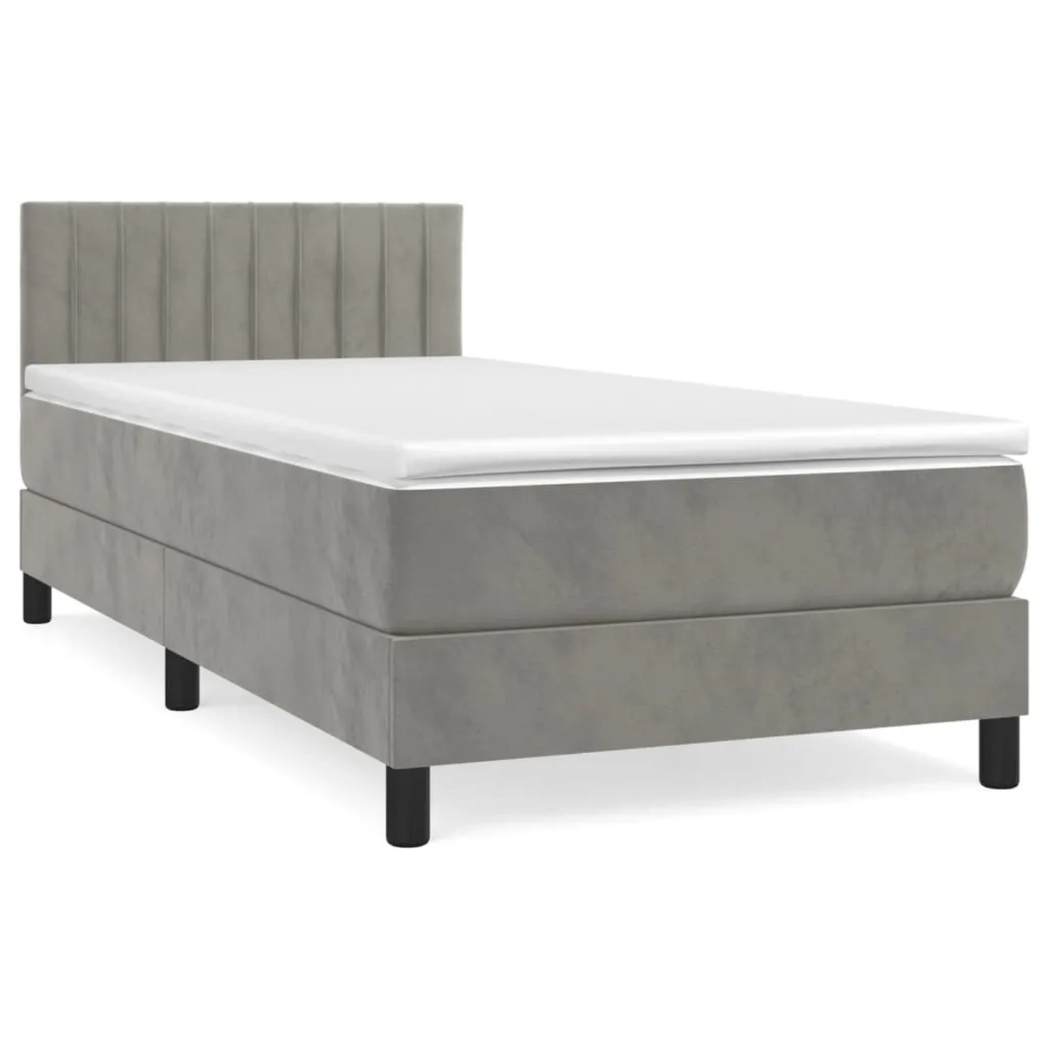vidaXL Boxspringbett mit Matratze Hellgrau 80x200 cm Samt 3141389