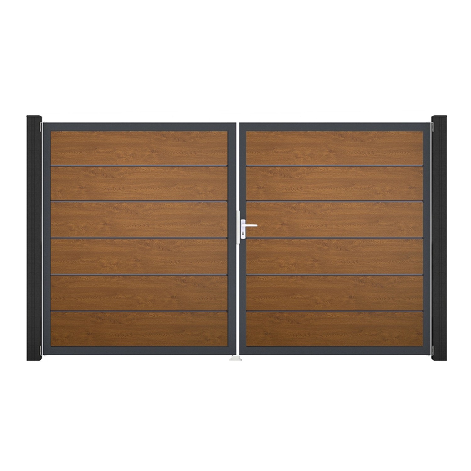 GroJa Tor 2-flg. Basicline Premium Golden Oak Rahmen 306 cm x 180 cm DIN Re günstig online kaufen