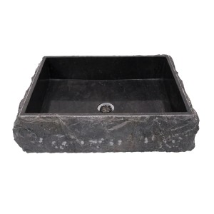 Wohnfreuden Andesit Waschbecken Kotak 50 cm Schwarz Eckig