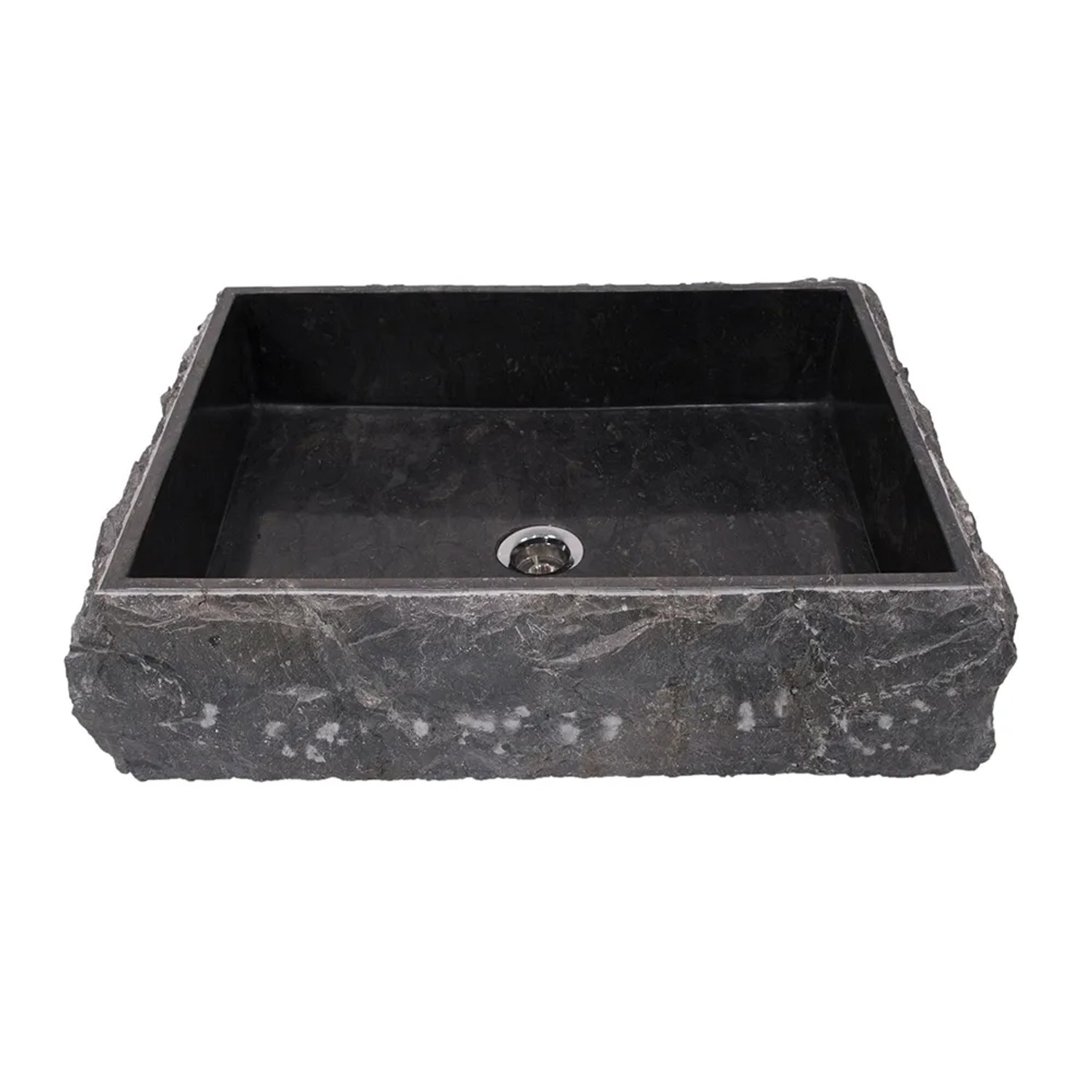 Wohnfreuden Andesit Waschbecken Kotak 50 cm Schwarz Eckig