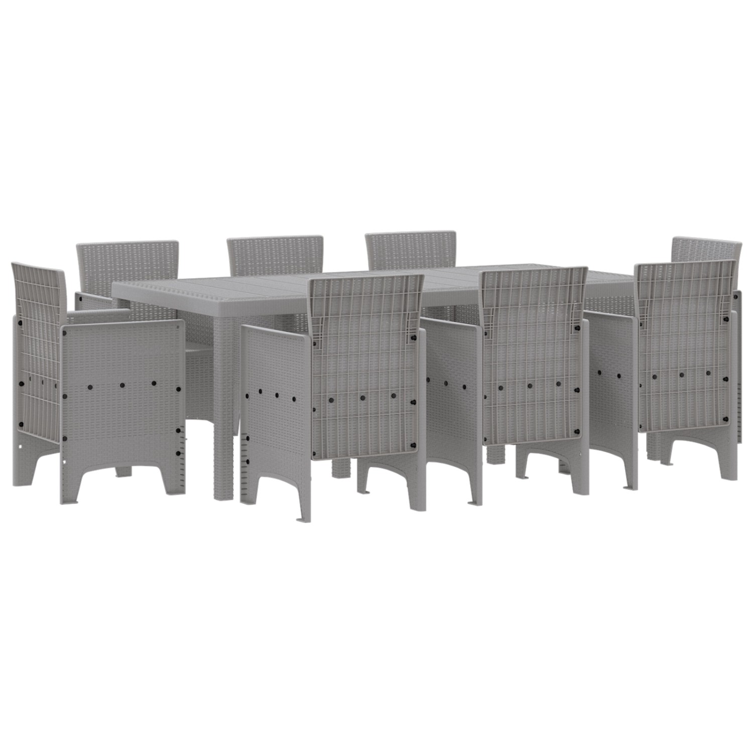 vidaXL 9-Teilige Garten-Essgruppe Grau Poly-Rattan 3378587 günstig online kaufen
