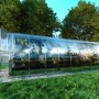 Klasika Greenhouses Tube Gewächshaus 18m² mit Polycarbonatabdeckung im Garten.