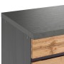Detailansicht: Küchenzeile Turin in Wotaneiche und Graphit mit Beton-Arbeitsplatte.