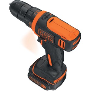 Black+Decker Akku-Bohrschrauber BDCDD12 mit 1,5 Ah Akku, schwarz-orange.