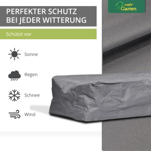 Graue Mehr Garten Premium Schutzhülle für Gartenliege (210x75x40 cm).
