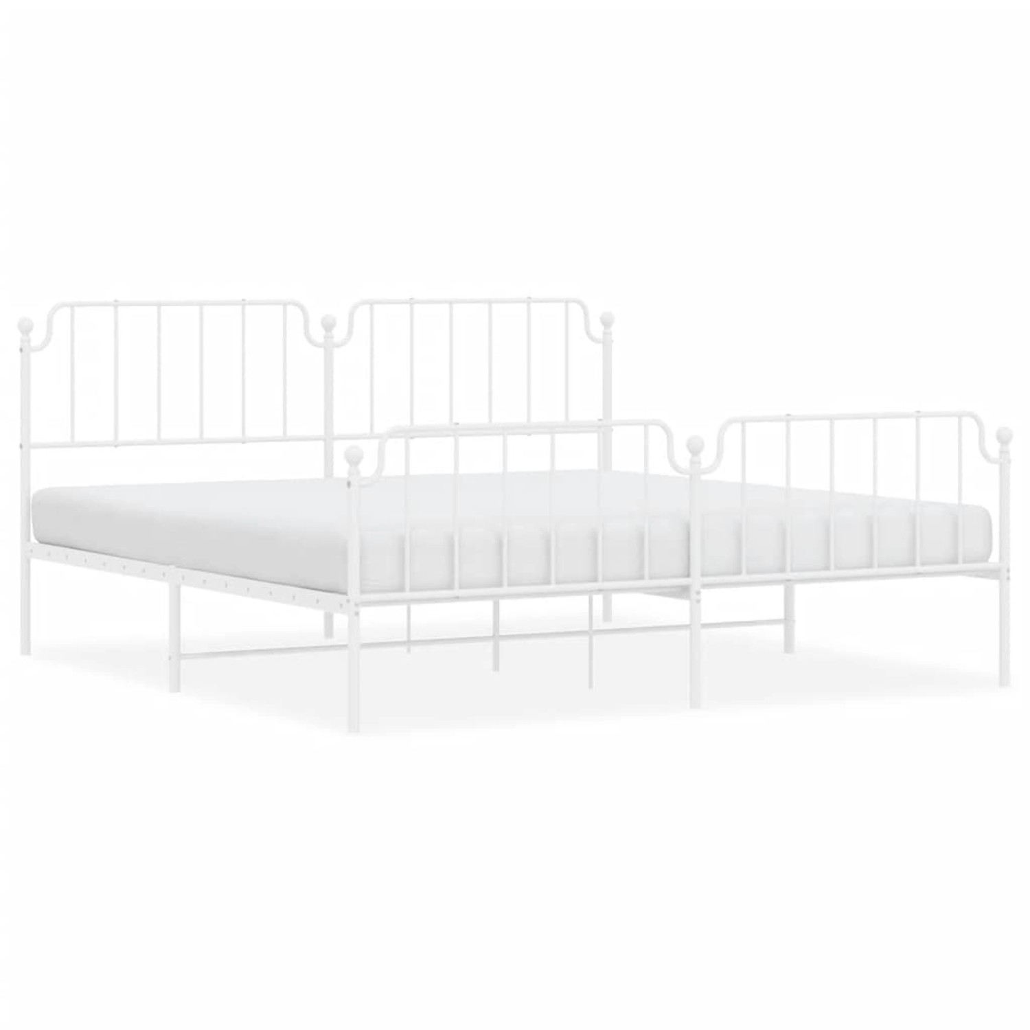 vidaXL Bettgestell mit Kopf- und Fußteil Metall Weiß 200x200 cm 373961 günstig online kaufen