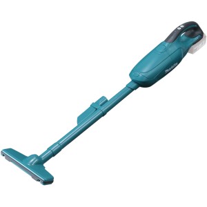 Makita Akku-Staubsauger DCL182Z, Handstaubsauger in Türkis mit Düse und Akku.