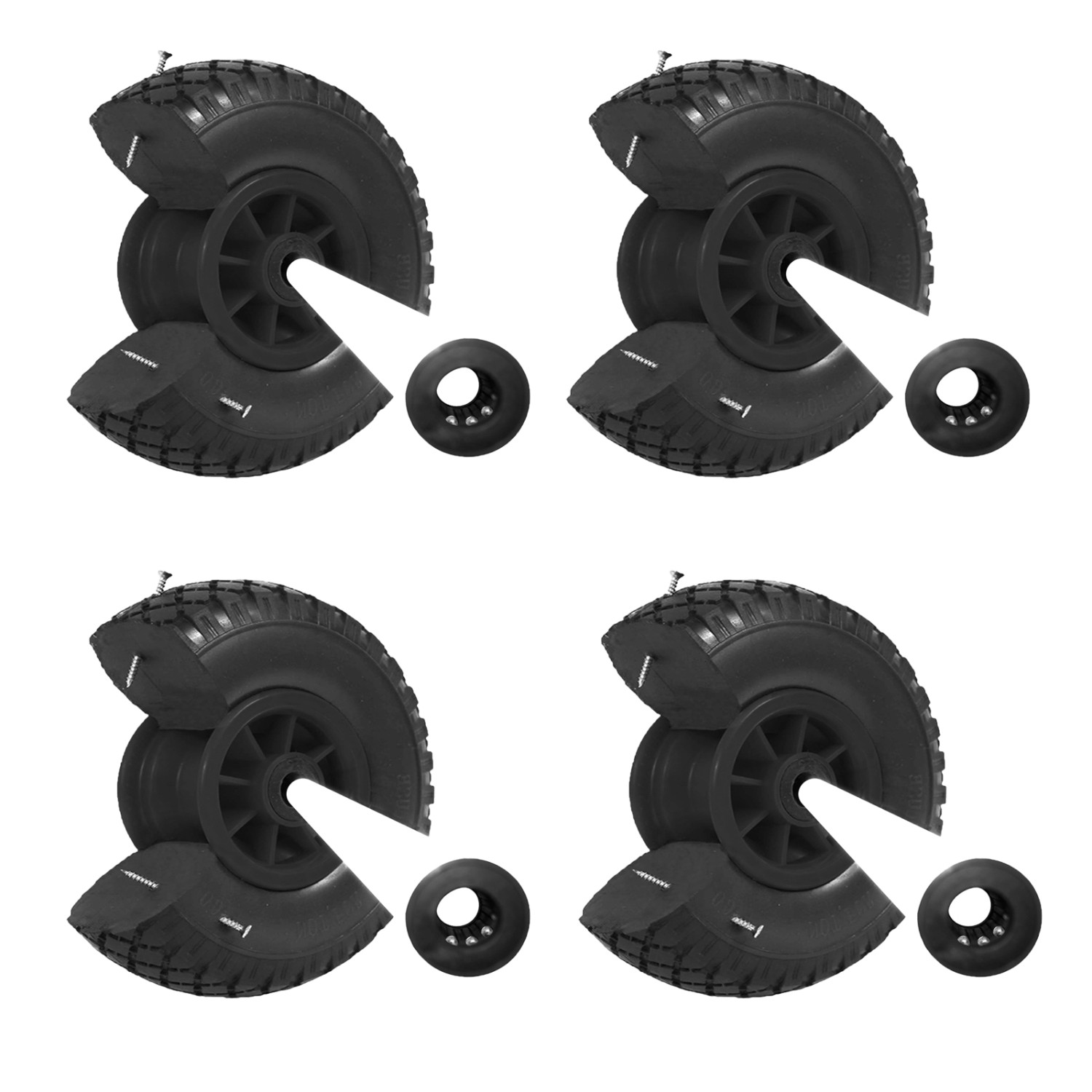 TRUTZHOLM 4x Sackkarrenrad PU Rad 260x85mm 3.00-4 75mm Zentrierte Nabe Durchmesser 20mm Schwarz