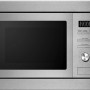 PKM Einbau-Mikrowelle MW820-EBM im Edelstahl-Look mit digitaler Anzeige und Drehteller.