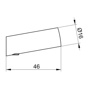 Technische Zeichnung Keuco Reva Handtuchhaken, verchromt, Maße: 1,6 x 1,6 x 4,6 cm.