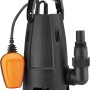 Schwarze Schmutzwasserpumpe B-TPS 9000 mit Schwimmerschalter und Tragegriff.