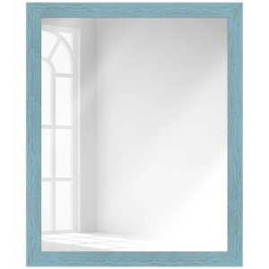 Blauer Wandspiegel (45x65 cm) im Landhausstil mit Holzrahmen. Ideal für Wohnräume.