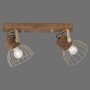 Just Light Wandlampe Alami, 2-flammig, Messing matt und Holz. Deckenleuchte mit Lampenschirmen aus Draht.