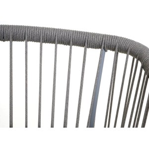 Proregal 2er-Set Rope-Barhocker HxBxT 92x51x53 cm Sitzhöhe 76cm Hellgrau Kissen Hellgrau Outdoor Sitzpolster Seilgeflecht Metall Holz-Optik