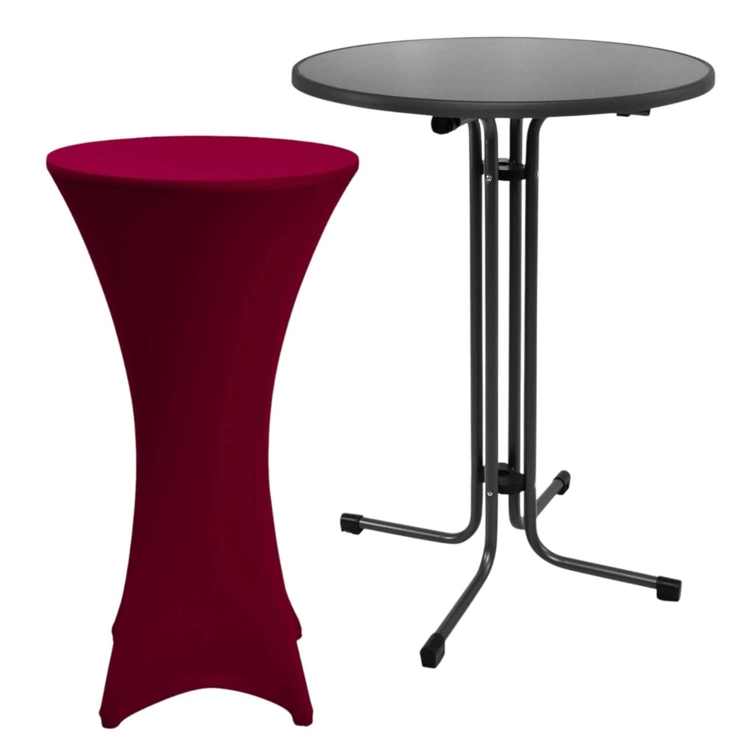 Beautissu Sylt Stehtisch Ø 70cm Grau mit Stella Stehtischhusse Ø 70cm Borde günstig online kaufen