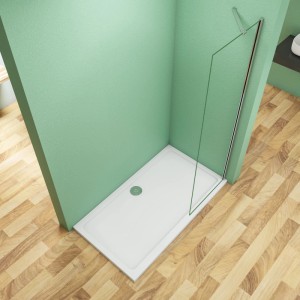 AICA Walk-In Duschkabine 120x200cm mit Stabilisator, 8mm NANO Glas Duschwand.
