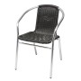 Stapelbarer Bistrostuhl aus Polyrattan (schwarz) und Aluminium (silber) für Garten/Balkon.
