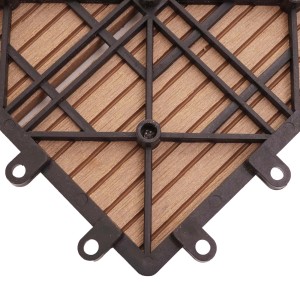 WPC Bodenfliese Sarthe Teak, Holzoptik, 30x30cm, mit Stecksystem für Balkon und Terrasse.