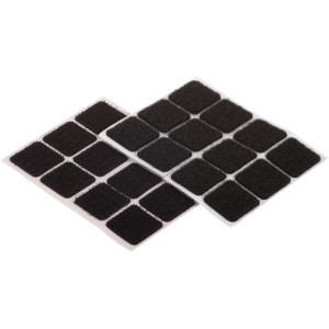 Fix-o-moll Klettpads, 12er Set, selbstklebend, schwarz, 25x25mm. Ideal zum Befestigen leichter Gegenstände.