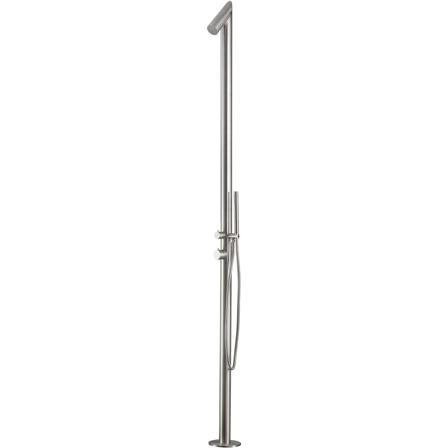 Euroshowers Außendusche Gartendusche Edelstahl 316 Kalt und Warmwasser mit Kopf und Handbrause 230 CM