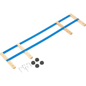Holz-Rodellehne blau-braun aus Buchenholz mit Montagezubehör für Schlitten.