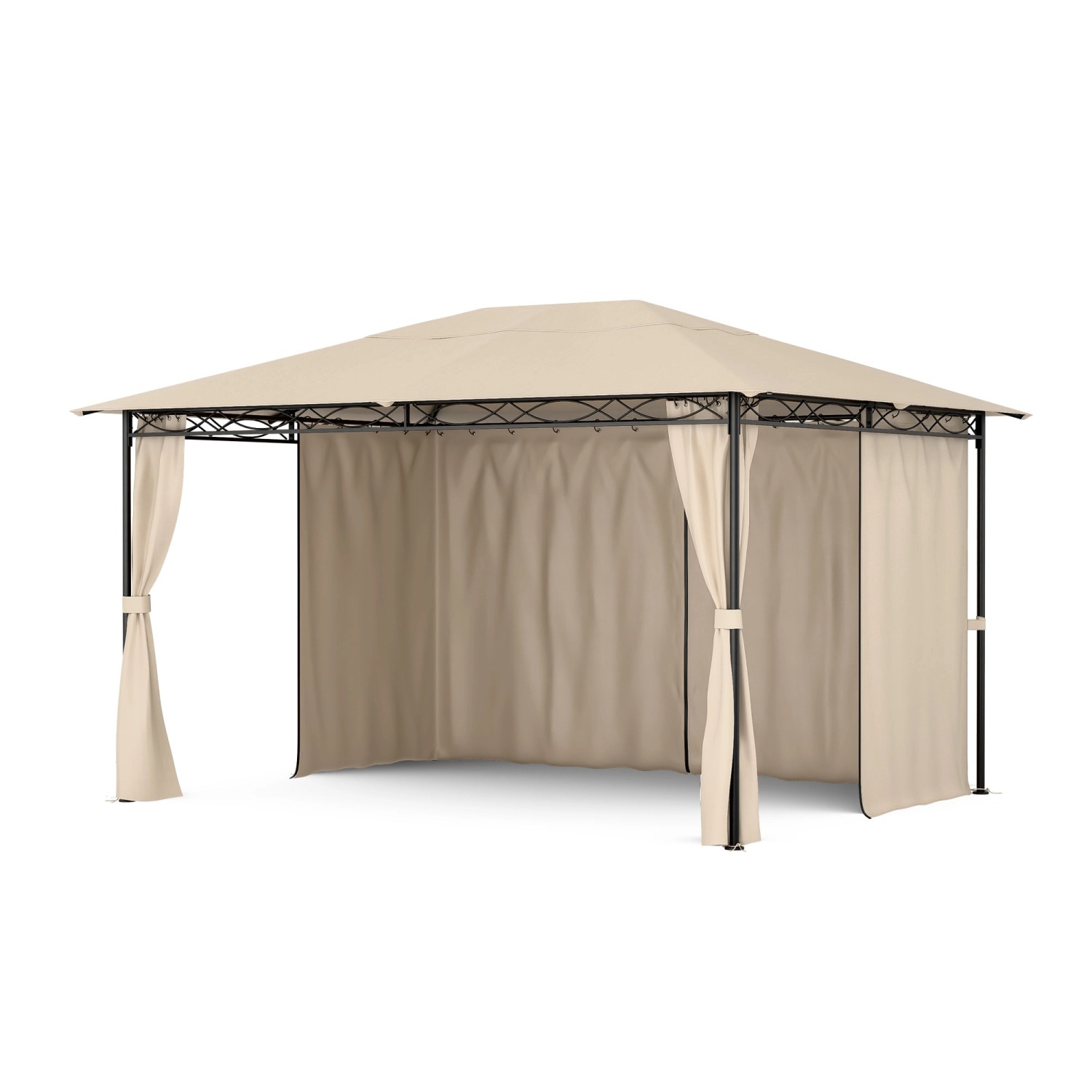 Blumfeldt Mondo 3x4 m Pavillon mit Metallrahmen und 4 Seitenwänden Beige günstig online kaufen