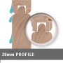 Detailaufnahme 28mm Profil für Karibu Gartenhaus aus Holz, Steck- und Schraubsystem.