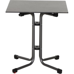 Quadratischer, anthrazitfarbener Siena Garden Klapptisch Sola, 65x65 cm. Gartentisch mit Stahlgestell.