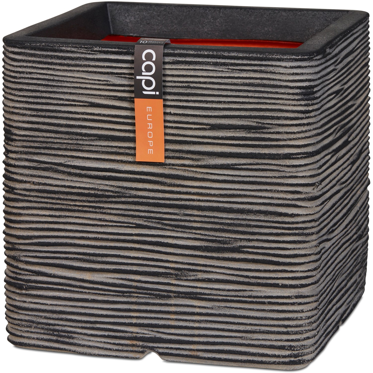 Capi Pflanztopf Nature Rib Quadrat Riffel 30 cm x 30 cm x 30 cm Anthrazit günstig online kaufen