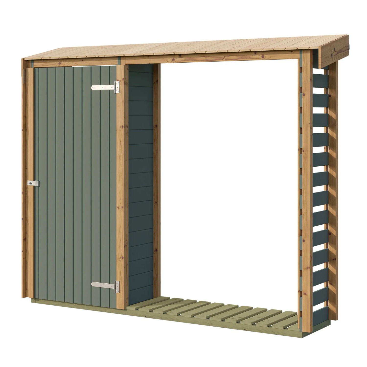Weka Brennholzregal Killarney 250 cm Grau-Grün/Eiche