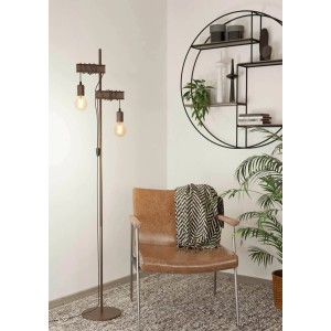Vintage Stehleuchte Townshend 4, 2-flammig, schwarz-braun antik mit E27 Fassung. Design Stehlampe für Wohnzimmer.