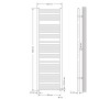 Technische Zeichnung: Weißer LuxeBath Badheizkörper, 500x1800 mm, gerade, Seitenanschluss.