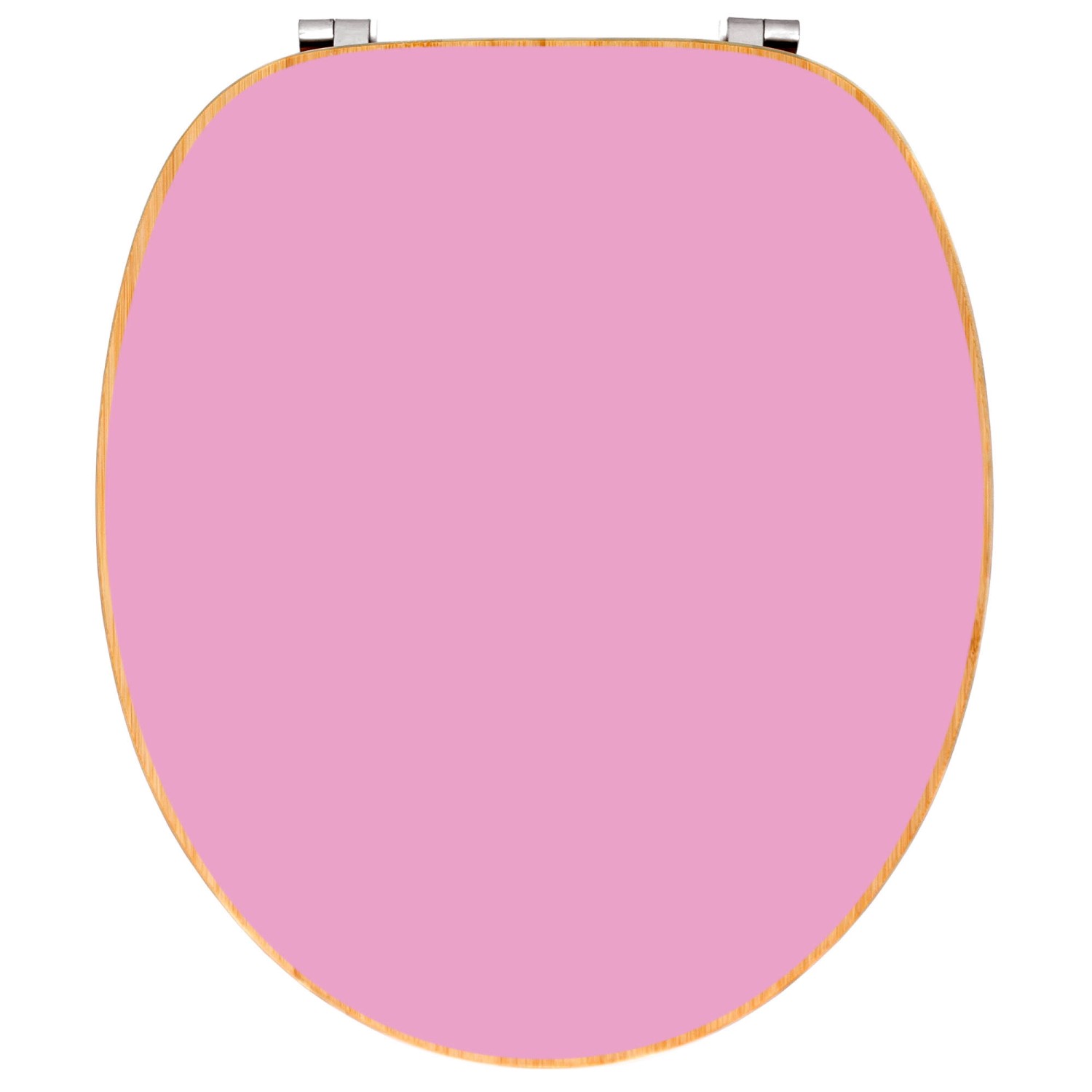 Banjado WC-Sitz aus Bambus mit Rosen-Motiv, rosa Toilettendeckel für Standard WC Schüsseln.