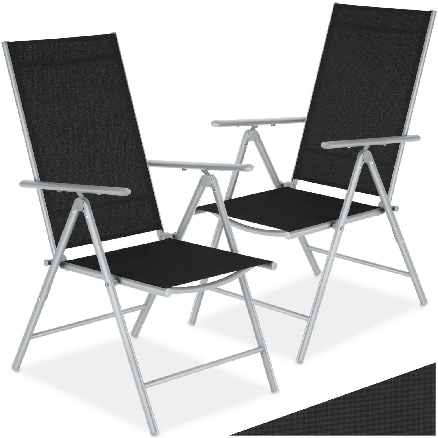 Tectake Gartenstuhl Marcellino Klappbar Wetterfest und Uv Beständig 2Er Set 65 x 54 5 x 107 5 cm Silber