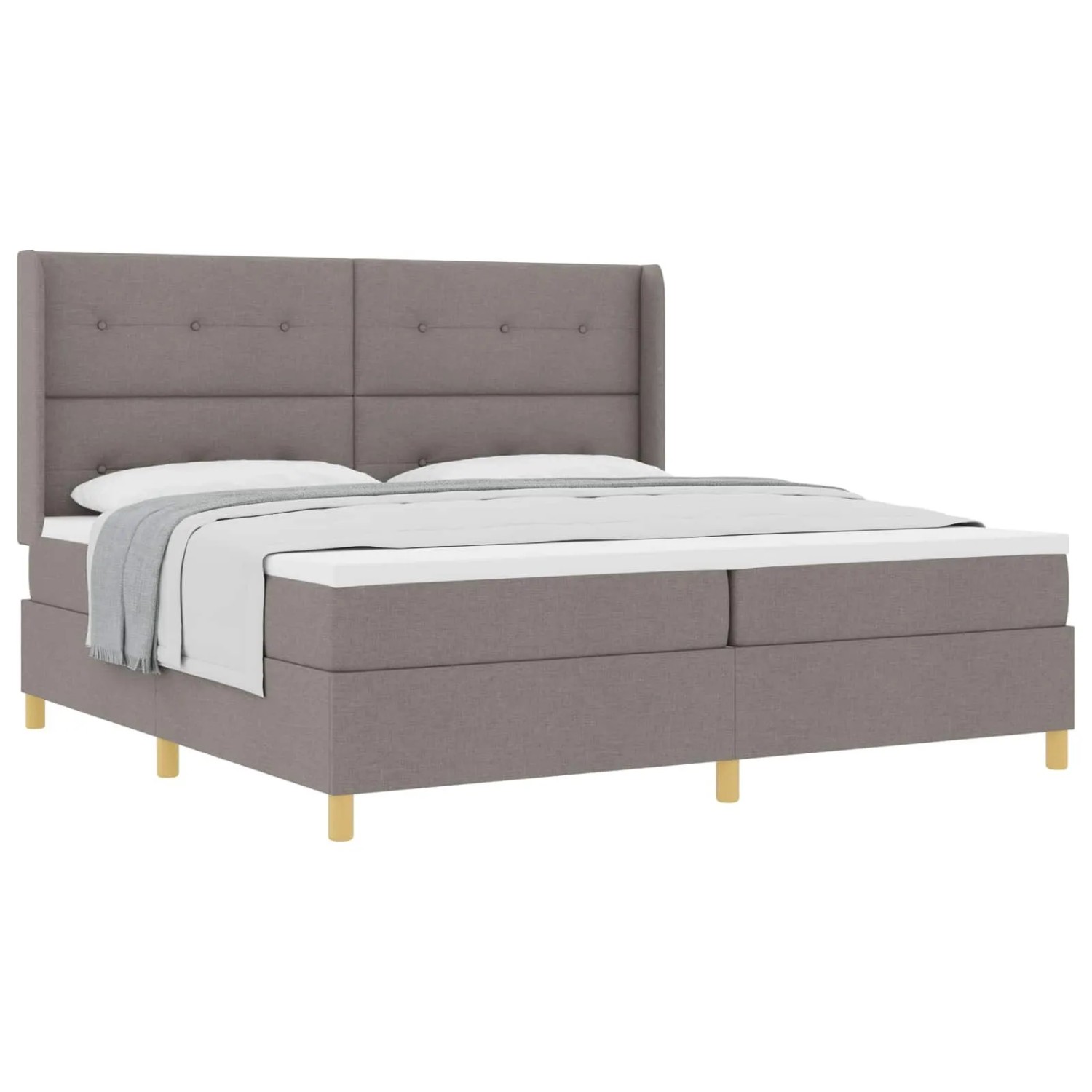 vidaXL Boxspringbett mit Matratze Taupe 200 x 200 cm Stoff 3341858
