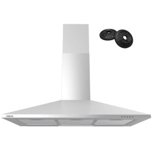 CIARRA Wandhaube 90 cm, silber, mit 406 m³/h, A++, 3 Stufen. Inkl. Kohlefilter für Umluft/Abluft.