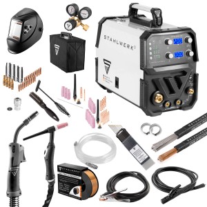 STAHLWERK Kombi-Schweißgerät MTM-200 ST Vollausstattung mit Schweißhelm und Zubehör.